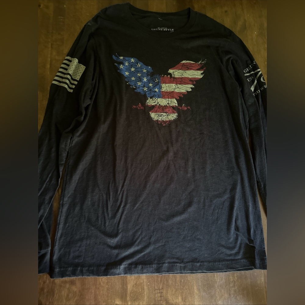 Grunt Style Mens XL Long Sleeve Shirt Flag America Freedom USA Patriotic Patriot
